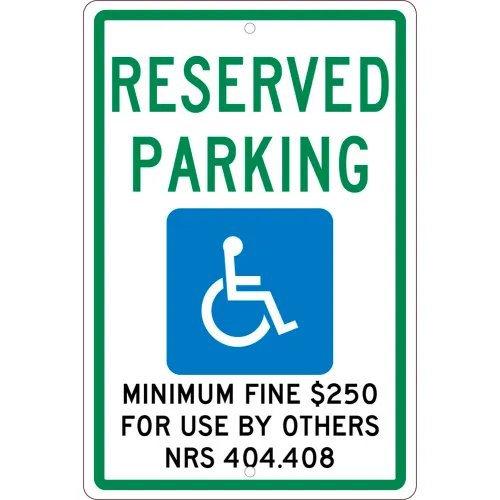 NMC TMS323H Traffic Sign, Reserved Parking Nevada, 18" X 12", White