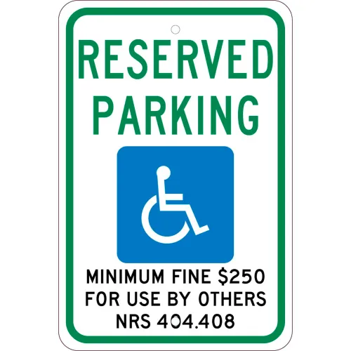NMC TMS323J Traffic Sign, Reserved Parking Nevada, 18" X 12", White