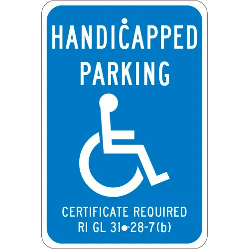NMC TMS334J Traffic Sign, Reserved Parking Rhode Island, 18" X 12", Blue