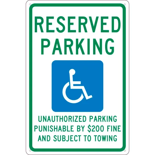 NMC TMS335G Traffic Sign, Reserved Parking Tennessee, 18" X 12", White