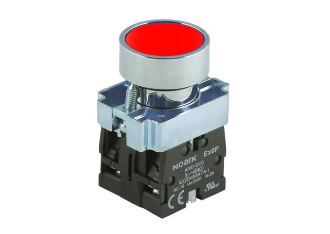 Noark Ex9PB: Flush Red 22mm Pushbutton - Ex9PBA42