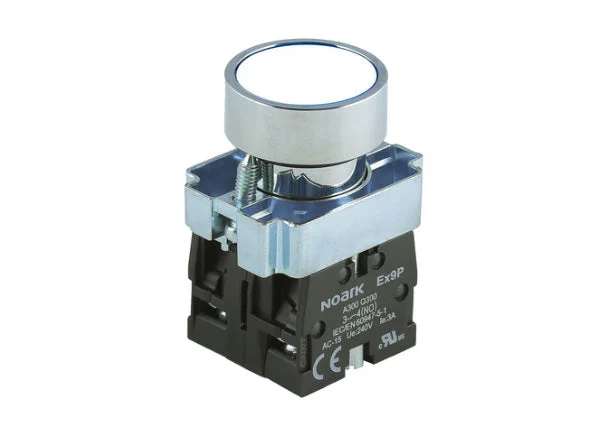 Noark Ex9PB: Flush White 22mm Pushbutton - Ex9PBA11