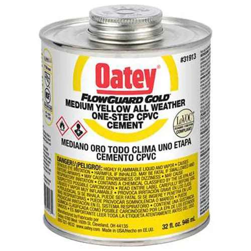 Oatey 31914 All Weather CPVC FlowGuard Gold 1-Step Yellow Cement 4 oz. - Pkg Qty 24