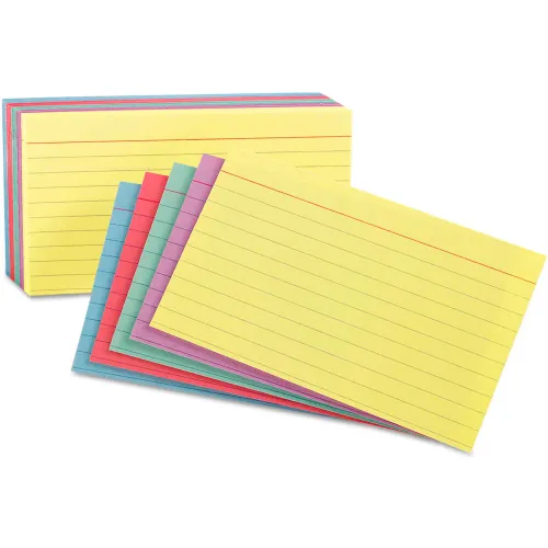 Oxford® Rule Index Cards 40280, 3" x 5", Assorted, 100/Pack