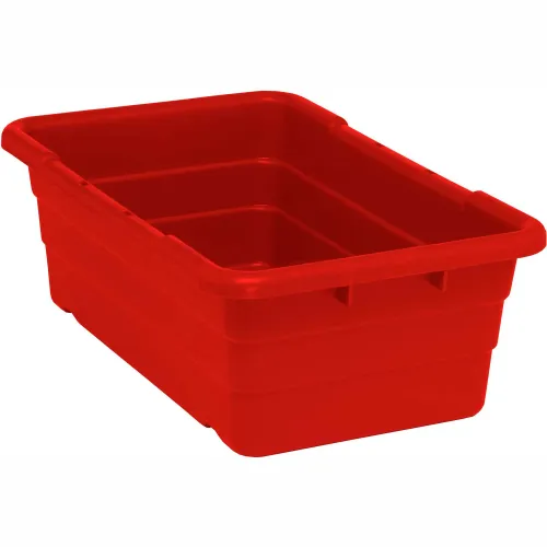 Quantum® Plastic Cross Stack Nest Tote Tub, 25-1/8"L x 16"W x 8-1/2"H, Red - Pkg Qty 6