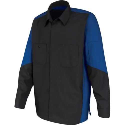 Red Kap® Men's Crew Shirt Long Sleeve Regular-L Charcoal/Royal Blue SY10