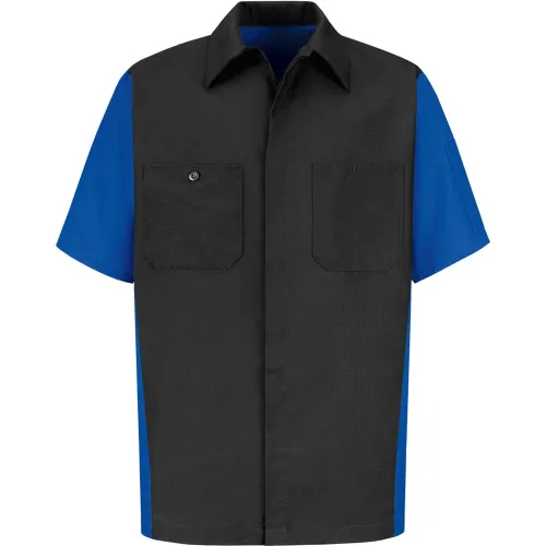Red Kap® Men's Crew Shirt Short Sleeve Long-XL Charcoal/Royal Blue SY20