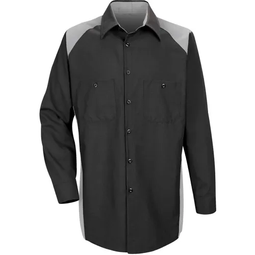 Red Kap® Men's Motorsports Shirt Long Sleeve Regular-XL Silver/Black SP18