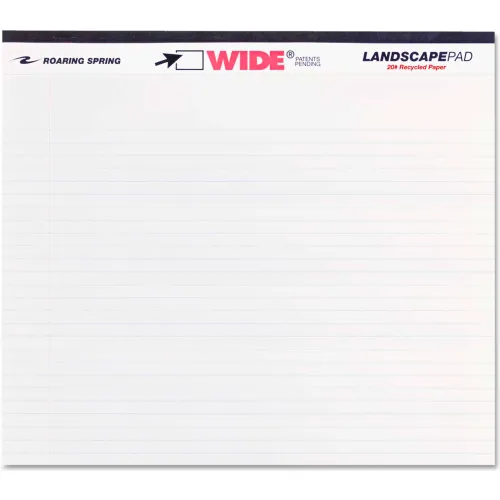 Roaring Spring® Landscape Format Writing Pad 74500, 11" x 9-1/2", White, 40 Sheets/Pad