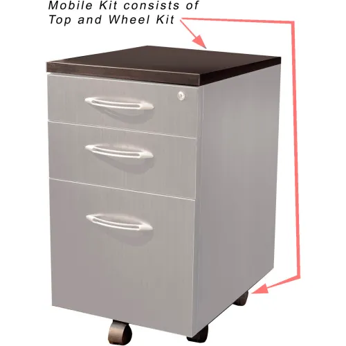 Safco® Aberdeen Series Pedestal Mobile Kit for APBF20 Suspended Credenzas Mocha