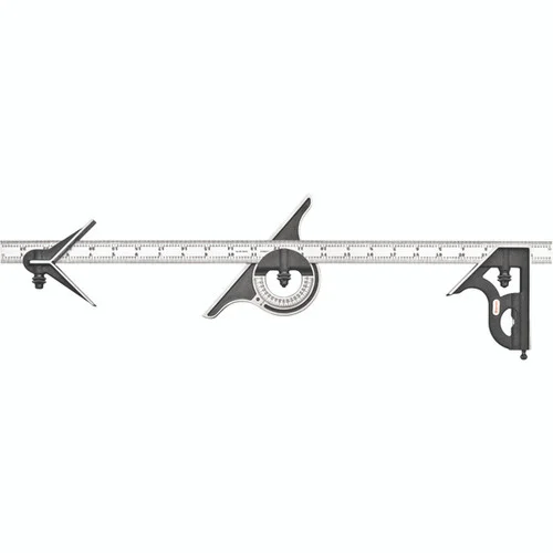 Starrett 50045 | 4 Pc. 24" Hardened Steel Blade Combination Square 4R Graduation with Square, Center, Protractor Head