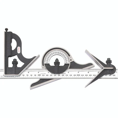 Starrett 50047 | 4 Pc. 300mm Hardened Steel Blade Combination Square 36 Graduation with Square, Center, Protractor Head