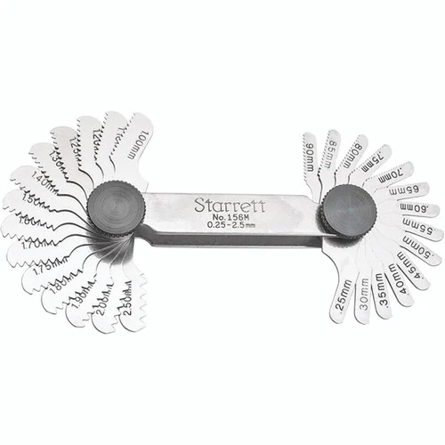 Starrett 50589 | 0.25mm - 2.50mm TPI Range Screw Pitch Gage 28 Leaves