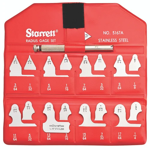 Starrett 50616 | 1/64" -17/64" Satin Coated Steel Radius Gage