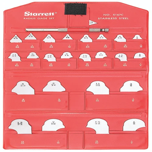 Starrett 50619 | 1/64" - 17/64"; 9/32" - 1/2" Satin Coated Steel Radius Gage