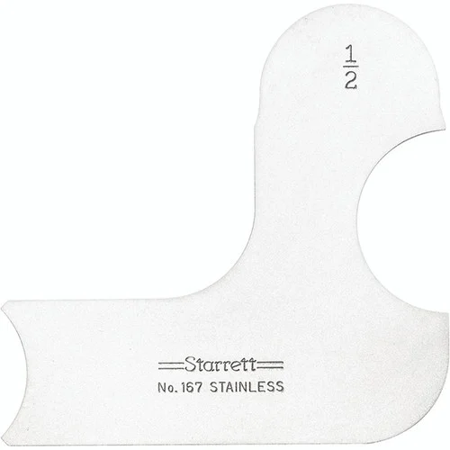 Starrett 50645 | 1/2" Satin Coated Steel Individual Radius Gage