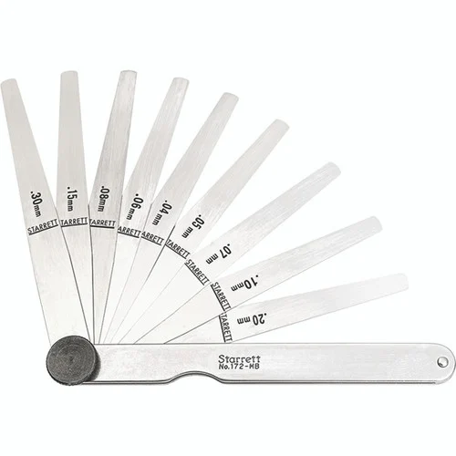 Starrett 50656 | 0.0015"-1.1811" Tempered Steel Thickness Gage 9 Leaves Tapered
