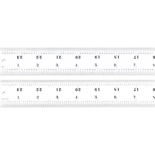 Starrett 51509 | 24" Heavy Spring-Tempered Steel Rule 1/32", 1/64", 1/50", 1/100" Graduation