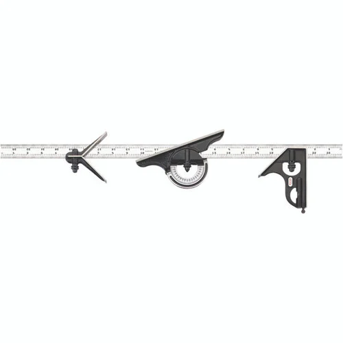 Starrett 51559 | 4 Pc. 24" Hardened Steel Blade Combination Square 4R Graduation with Square, Center, Protractor Head
