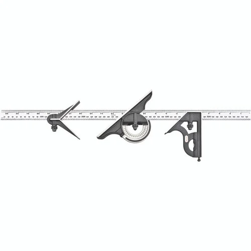 Starrett 51561 | 4 Pc. 23-1/2" Hardened Steel Blade Combination Square 36 Graduation with Square, Center, Protractor Head