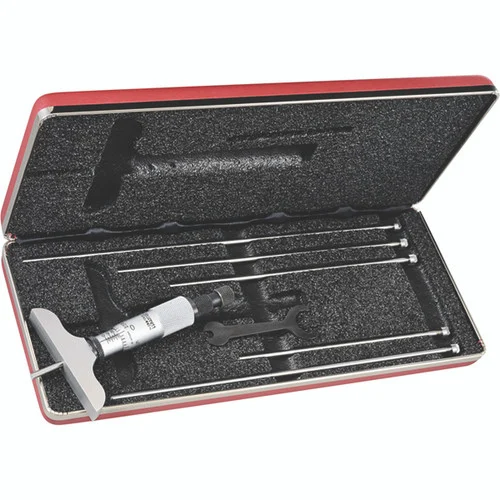 Starrett 52119 | 0"-6" Range Depth Micrometer 0.0010" Graduation 2-1/2" Base Length Ratchet Thimble