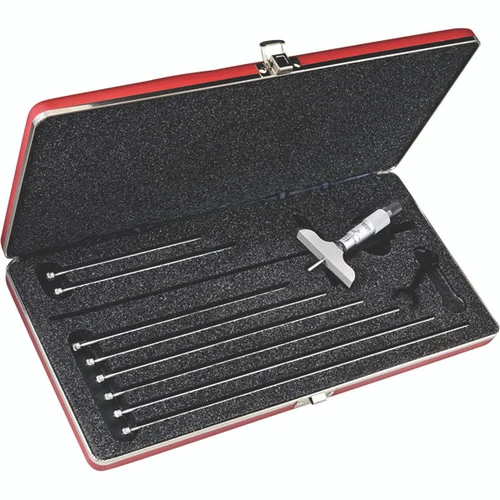 Starrett 52121 | 0"-9" Range Depth Micrometer 0.0010" Graduation 2-1/2" Base Length Plain Thimble