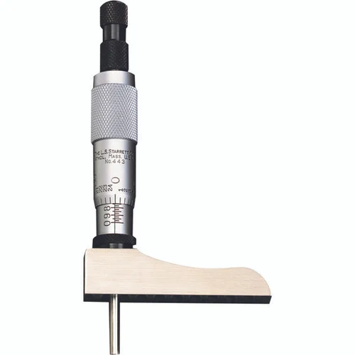 Starrett 52171 | 0"-3" Range Depth Micrometer 0.0010" Graduation 2" (Half Base) Base Length Ratchet Thimble