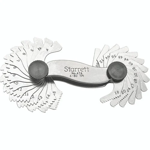 Starrett 52486 | 4 - 80 TPI Range Screw Pitch Gage 28 Leaves