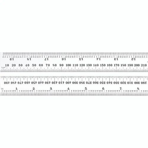 Starrett 52636 | 19-1/2" Spring-Tempered Steel Rule 1/32", 1/64"; 1/64", 3/64" Graduation