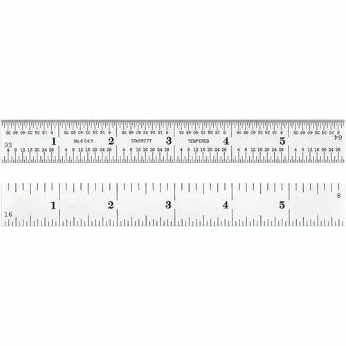 Starrett 52645 | 6" Spring-Tempered Steel Rule 1/8", 1/16", 1/32", 1/64" Graduation