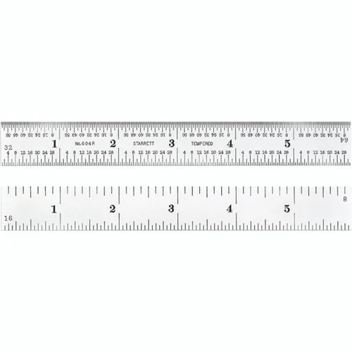 Starrett 52678 | 6" Spring-Tempered Steel Rule 1/8", 1/16", 1/32", 1/64" Graduation