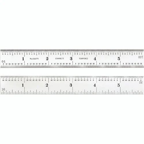 Starrett 52689 | 12" Spring-Tempered Steel Rule 1/16", 1/32", 1/64" Graduation
