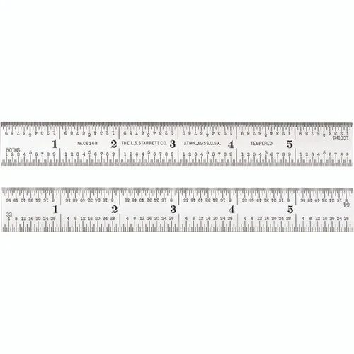 Starrett 52701 | 6" Spring-Tempered Steel Rule 1/32", 1/64", 1/50", 1/100" Graduation
