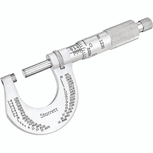 Starrett 53197 | 0"-1" Outside Micrometer 0.0001" Graduation Ratchet Thimble