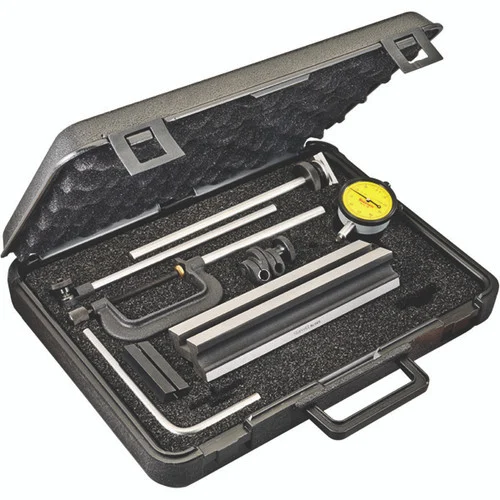 Starrett 56276 | 2-1/4" W x 8-1/2" L x 8" Column Height Steel Inspection Set & 25-181J Degree Metric Dial Indicator
