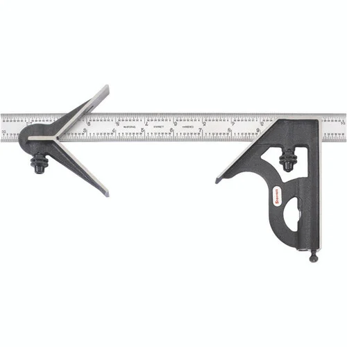 Starrett 56367 | 3 Pc. 12" Hardened Steel Blade Combination Square 4R Graduation with Square, Center Head