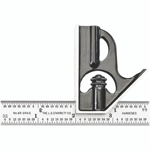 Starrett 56390 | 2 Pc. 4" Forged Steel Blade Combination Square 4R Graduation with Square Head