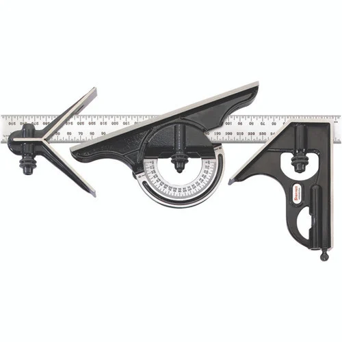 Starrett 56420 | 4 Pc. 300mm Hardened Steel Blade Combination Square 35 Graduation with Square, Center, Protractor Head