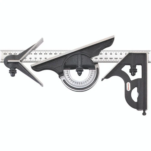 Starrett 61918 | 4 Pc. 300mm Hardened Steel Blade Combination Square 35 Graduation with Square, Center, Protractor Head