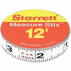 Starrett 63170 | 12' Length x 1/2" Width 1/16" Graduation English Reading Measuring Tape