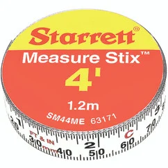 Starrett 63171 | 4' Length x 1/2" Width 1/16", 3/64" Graduation Vinyl and Steel English and Metric Reading Measuring Tape