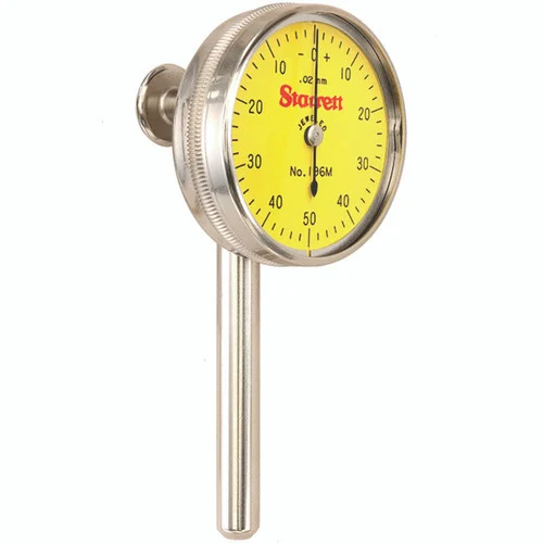 Starrett 65254 | 5mm Range x 0-50-0 Reading x 0.02mm Graduation Yellow Dial Back Plunger Dial Test Indicator