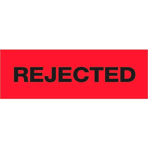 Tape Logic® Pre-Printed Carton Sealing Tape "Rejected" 2" x 55 Yds. 2.2 Mil Black/Red - Pkg Qty 6