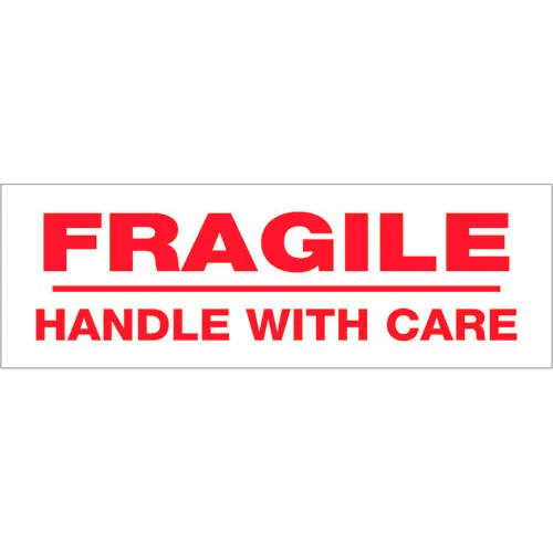 Tape Logic® Printed Carton Sealing Tape "Fragile Handle With Care" 2" x 55 Yds. Red/White - Pkg Qty 6