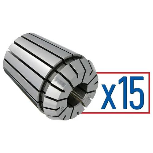 Techniks 04210-15(SET) | 1/16" - 1/2" Capacity x 1/32" Increment ER20 Bearing steel Collet Set - 15pcs