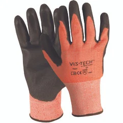 Wells Lamont Y9294XXL | XX-Large Palm and Fingertips Coated Cuff Hi-Vis Orange/Black HPPE Fiber/Stainless Steel Cut Resistant Gloves