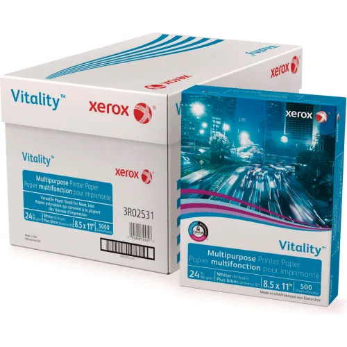 xerox™ Vitality Multipurpose Print Paper, 92 Bright, 24 lb Bond Wt, 8.5 x 11, White, 500/Ream
